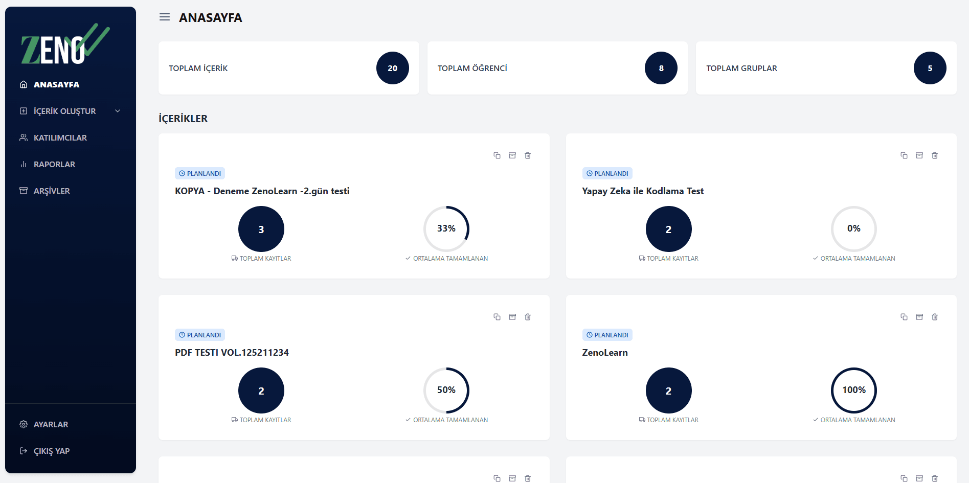 ZenoLearn admin panel